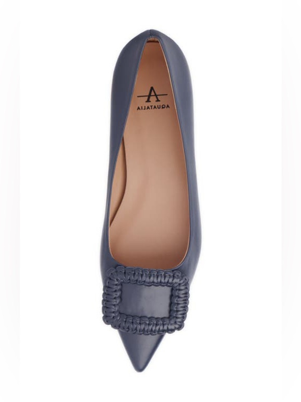 Aquatalia Aurelia Navy Buckle Leather Kitten Heel with Braided Buckle size 7